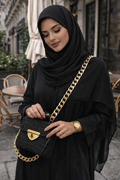 LUXIC CORE Handmade Bitter Brown Knitted Women's Bag with Gold Chain Strap Sh...