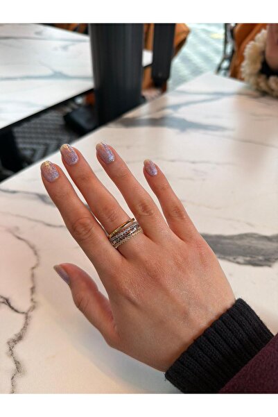 Cadera Jewelry خاتم زوجين بسلسلة ذهبية اللون