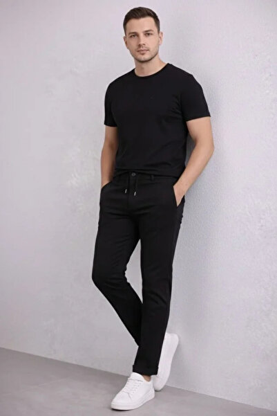 Simala Men's Diagonel Micro Textured Double Leg Pocket Trousers with Lace-Up ...