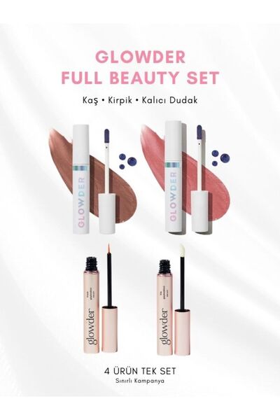 Glowder Natural Glowder Kaş Serumu Kirpik Serumu Dudak Dövmesi Seti – Klasik ...