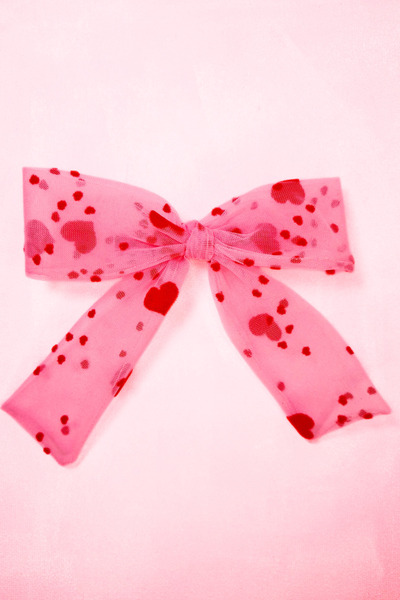 patlangaç Pembe Kalpli Tül Otomatik Klips Toka – Fiyonk Kurdele Saç Tokası