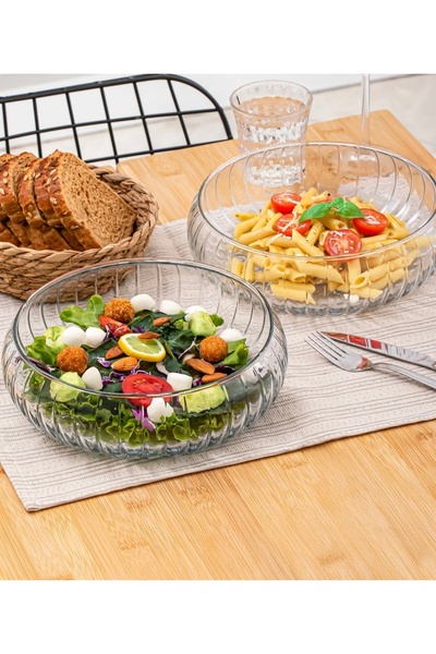 Pasabache Naz Home Büyük Cam Salata Kasesi / Salata Tabağı