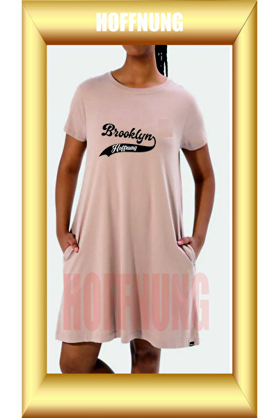 HOFFNUNG Unisex Short Sleeve Round Neck Brooklyn Hoffning Printed Solid Color...