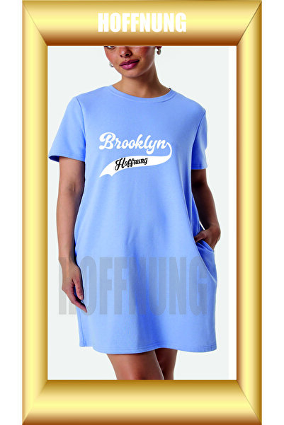 HOFFNUNG Unisex Short Sleeve Round Neck Brooklyn Hoffning Printed Solid Color...