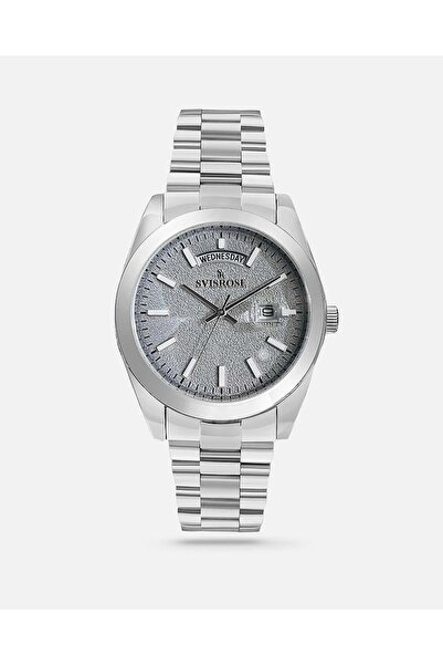 svisrose Men's dark silver steel watch