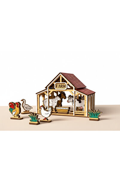 Boyanabilir Ahşap Çiftlik Maketi - Kendin Yap (DIY) 3D Eğitici Oyun ve Boyama Aktivite Seti