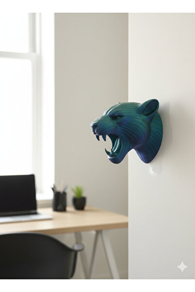 3Dbaskı06 Dekoratif Leopar duvar anahtarlığı aksesuarı ve heykeli