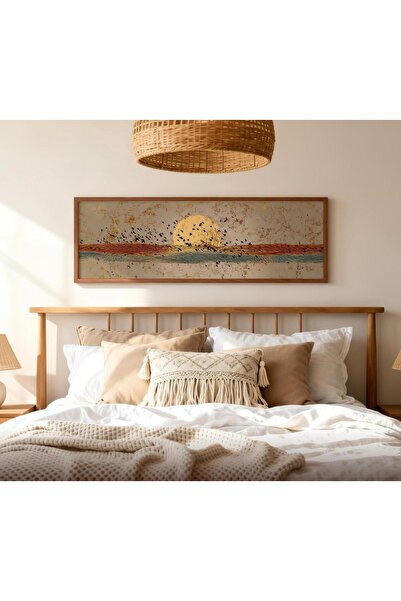 Tuba Decor Tek Parça Gerçek Ahşap Yatay Panorama Çerçeveli Tablo