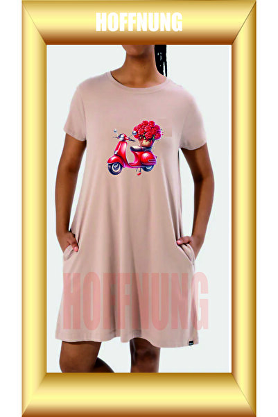 HOFFNUNG Unisex Short Sleeve Round Neck Motorcycle Flowers Printed Solid Colo...