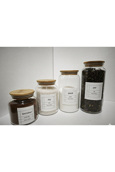 ÖZ HOME 4-Piece Vacuum Glass Storage/Organization Jars with Bamboo Lids 1400/...