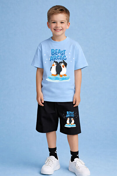 CACTUS COLLECTION Комплект с къси панталони и тениска с принт на пингвин