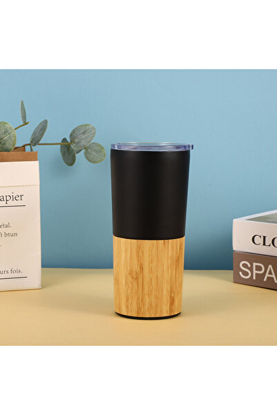 Queen’s Kitchen 600 ml Bamboo Coated Black Thermos Mug