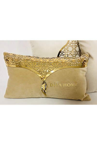 Diva Home 50 x 30 Lazer Kesim Desenli Aynalı Deri ve Kadife LÜX Kırlent