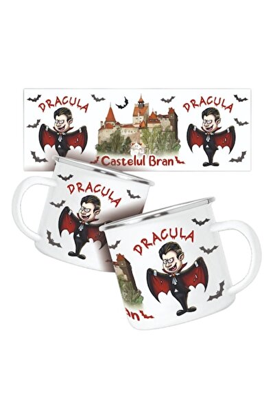 OEM Personalized Mug, White, Enamel, with Dedication 'Bran Castle', 'Dracula'...