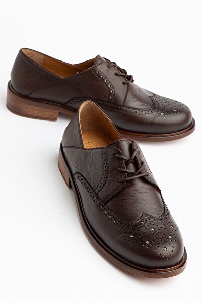 Hayalimdeki Ayakkabı Дамски кафяви обувки от естествена кожа с връзки