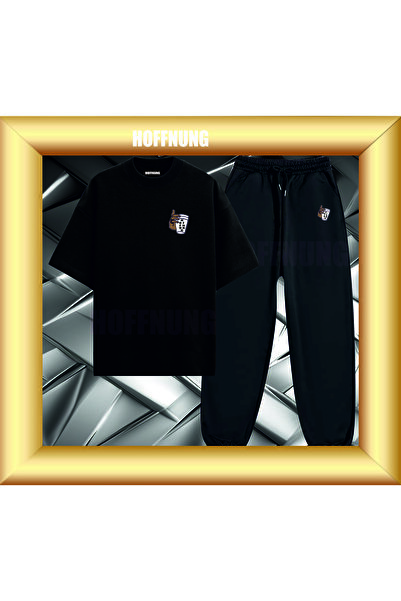 HOFFNUNG Unisex Casual Short Sleeve Set with Bardak Hoffning Print Outdoor Sp...