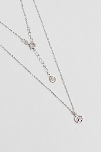 So CHIC... Şans Yıldızı 18 Ayar Beyaz Altın Kaplama 60 Cm Gümüş Uzun Kolye