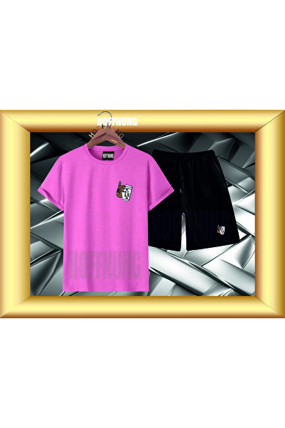 HOFFNUNG Unisex Casual Short Sleeve Set with Bardak Print Outdoor Spring/Summ...