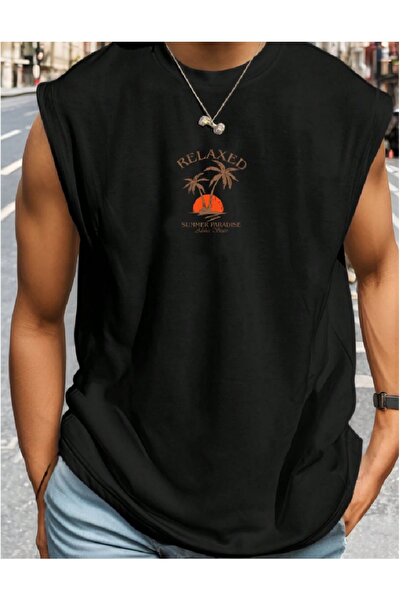 PENTHİLUS Men's Zero-Sleeve Relaxed Fit T-Shirt - Men's Sleeveless T-Shirt