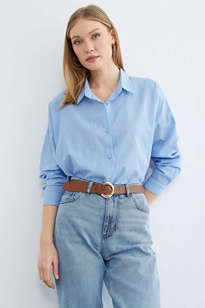 Fulla Moda Basic Linen Look Oversize Shirt