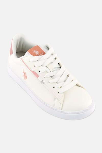 U.S. Polo Assn. Women Brand Logo Lace Up Casual Shoes, White