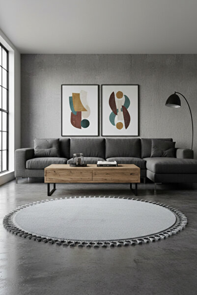 WOOF HOME Comfort Round Pompom Fringed Plush Carpet (Bedroom-Children's Room-...