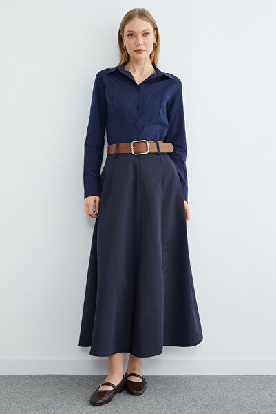 Fulla Moda Belted Pleated Maxi Skirt