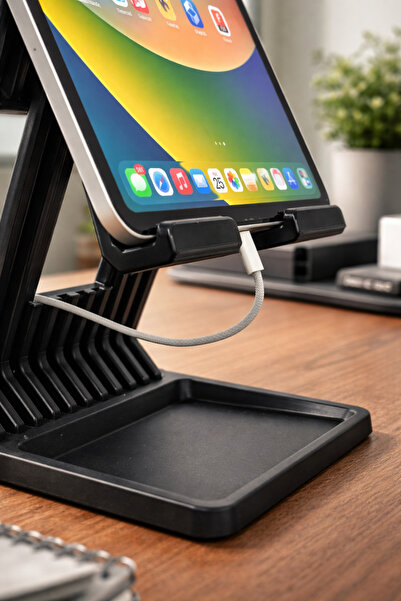 Lmz Design Tablet Standı Masa Üstü Ergonomik Yükseltici iPad Uyumlu Siyah