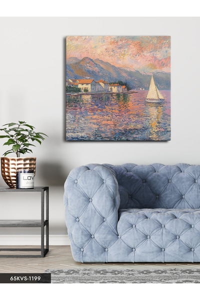 Evinemoda Oil Painting Look Kayak Single Piece Square Canvas - Canvas Painting