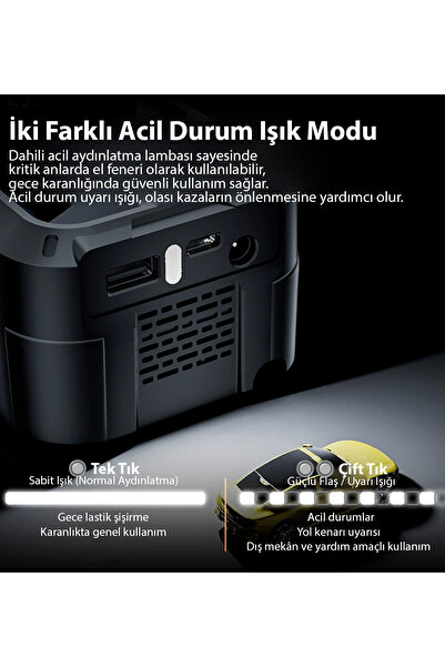 EZERE AirForce Pump X kablosuz lastik hava pompası GRI