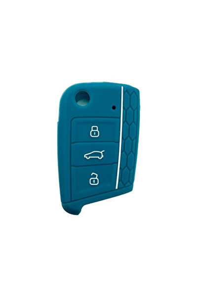 AUTOTOB Key case, knife, silicone, VW Seat Skoda Cupra, Blue Lagoon
