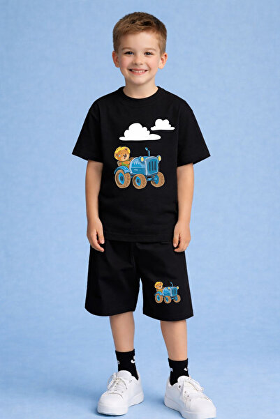 CACTUS COLLECTION Комплект тениска и шорти с принт на трактор