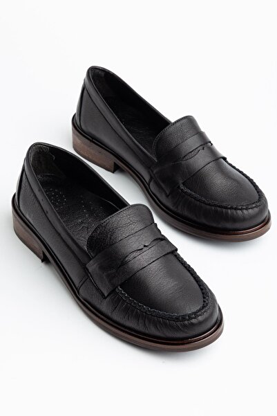 Hayalimdeki Ayakkabı Women's Black Classic Genuine Leather Loafer Shoes