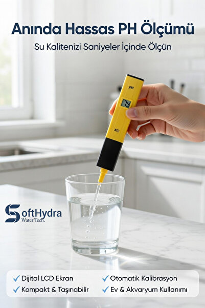 Softhydra Dijital pH Ölçer – Hassas Su ve Sıvı pH Ölçüm Cihazı