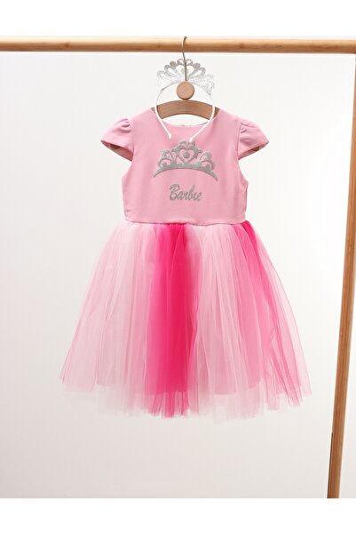 MiniKids Барби рокля премиум клас за момиче, цикламено розово 128 (7-8 години)