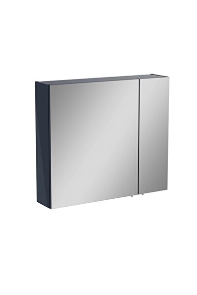 VitrA Mia Asimetrik Aynalı Banyo Dolabı İki Kapaklı Parlak Antrasit 80 cm