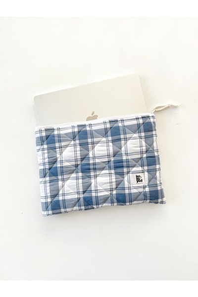 Mavi Kareli Laptop-Macbook-Tablet Kılıfı 11-13-14-15 İnç