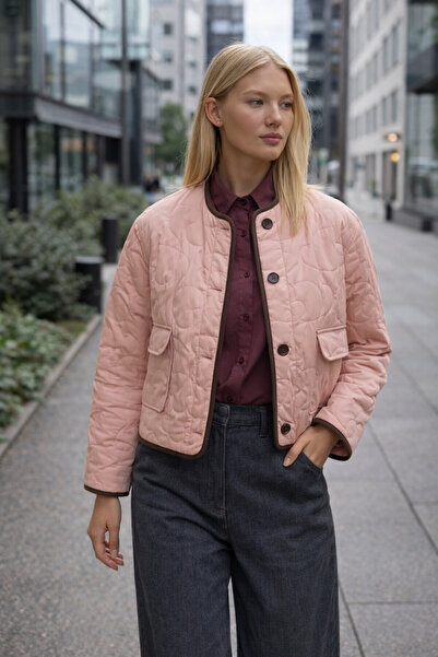 Kinzi Kontrast Biyeli Kapitone Spor Ceket