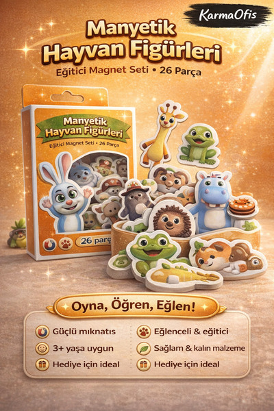 KarmaOfis Akıllı Tavşan Momo Manyetik Magnet Seti 26 Parça – Eğitici Çocuk Oy...