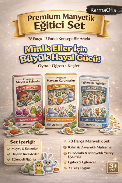 KarmaOfis Manyetik Eğitici Oyuncak Seti 78 Parça – Çocuk Magnet Oyunu Meyve S...