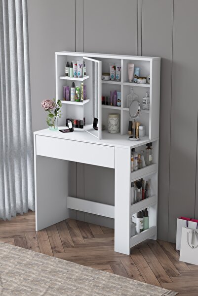 Rani Mobilya Rani BJ158 Makyaj Masası Çekmeceli Raflı Aynalı Takı Düzenleyici...