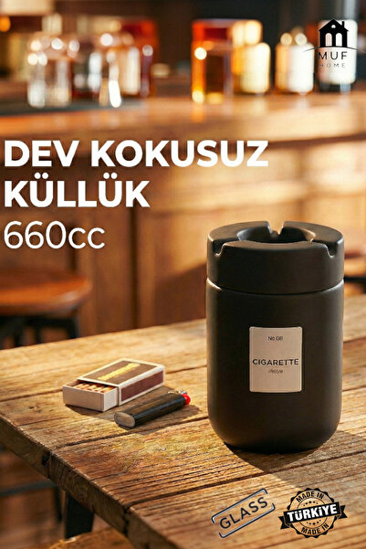 MUF HOME Γιγαντιαίο γυάλινο στέλεχος, άοσμο τασάκι, πυρίμαχο, με πλαστικό καπ...