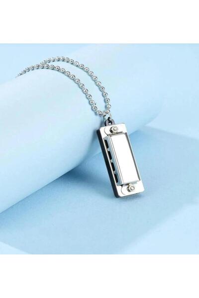 Yuchicly Wearable Harmonica Necklace – Silver Color Metal Chain