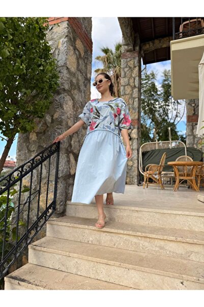 Punta Otantik PT915400 Rochie italiană din bumbac cu detaliu șnur în talie și...