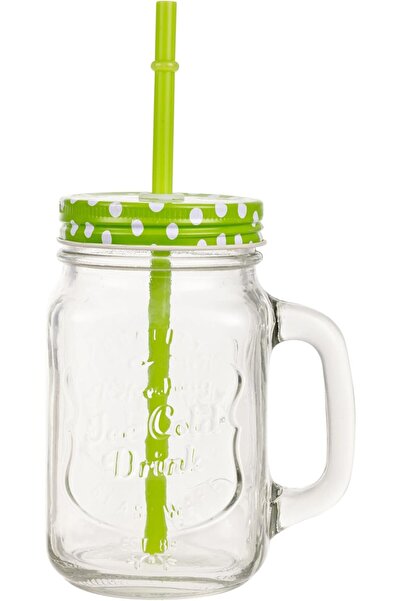 Glamlux.Store Vintage Style Glass Mason Jar Mug with Handle & Straw – Reusabl...