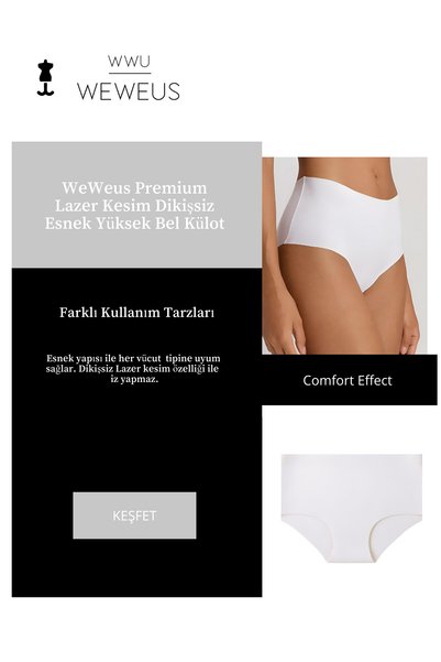 Weweus Off-White Laser Cut Seamless High Waist Panties Stk08