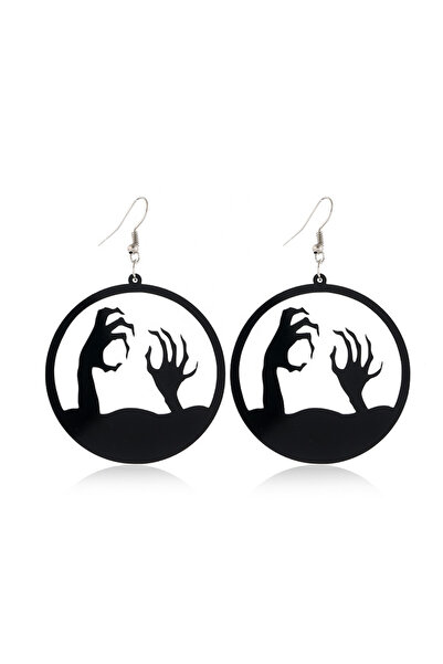 EFAYN.RO Halloween women's earrings, black, round, zombie friendly design, EFAYN