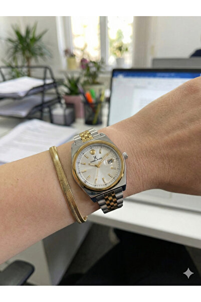 Daniel Klein Kadın Gold - Gümüş Renk Takvimli Klasik Metal Kol Saati, Gold Re...