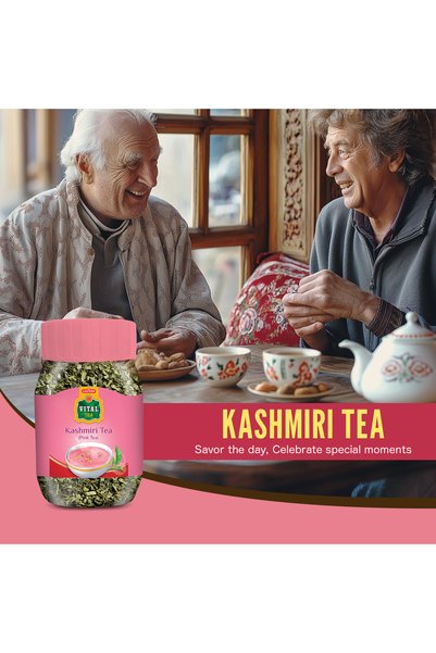 vital tea أوراق شاي كشميري أخضر - عبوة من 6 أوراق (كل برطمان 100 غرام) - شاي أوراق سائبة لتحضير الكهوة والشاي الوردي