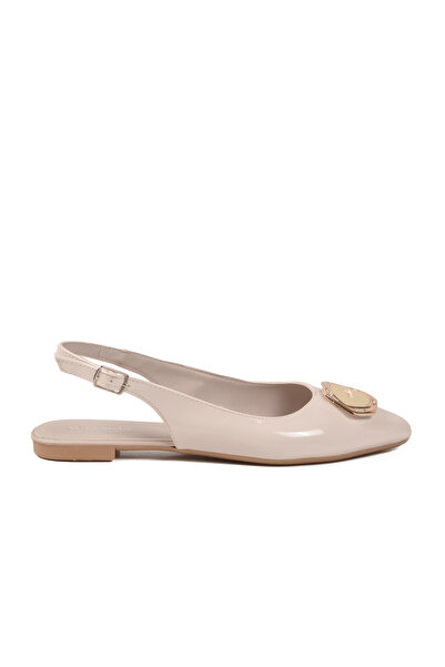 AYAKMOD Μπεζ λουστρίνι γυναικείες μπαλαρίνες 209196 Z